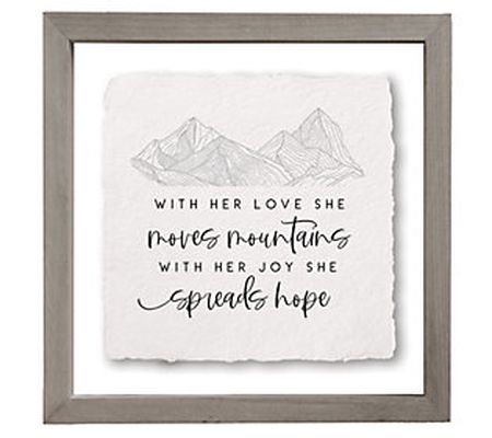 Sincere Surroundings. 10" Love Moves Mountains. Floating Frame