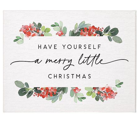 Sincere Surroundings 17" Little Christmas Holly Wrapped Canva
