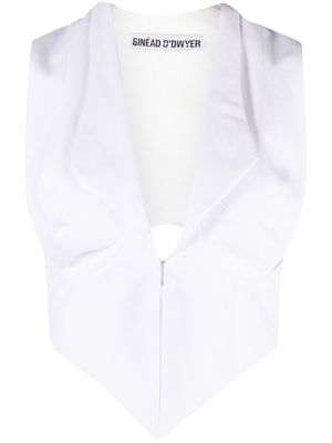 Sinead O'Dwyer V-neck cotton waistcoat - White