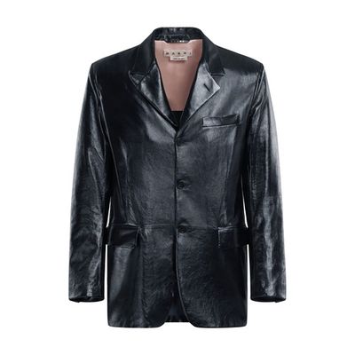 Single-breasted blazer in naplak leather