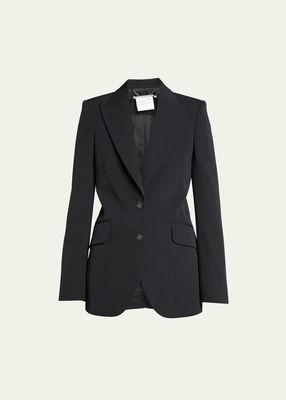 Single-Breasted Fitted Wool-Blend Blazer