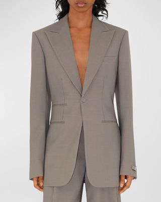 Single-Breasted Wool Blazer Jacket
