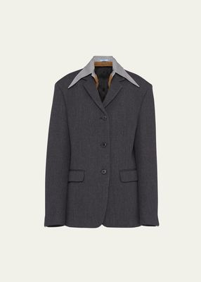 Single-Breasted Wool Cashmere Blazer