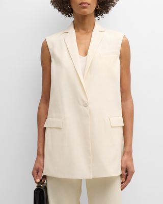 Single-Button Straight Wool-Silk Vest