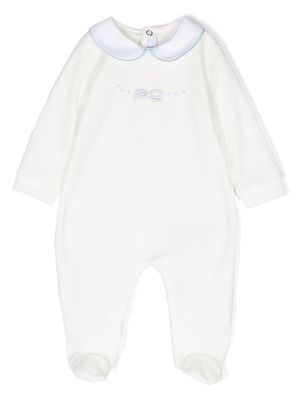 Siola bow-embroidered long-sleeved pajamas - White