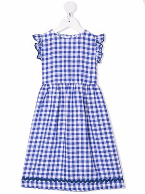 Siola gingham-print linen dress - Blue