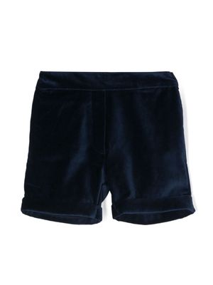 Siola straight-leg cotton velvet shorts - Blue