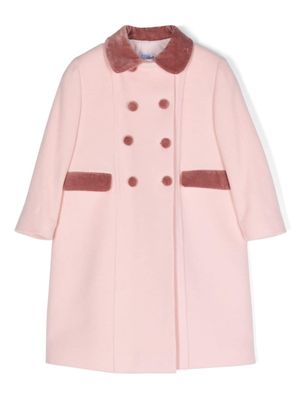 Siola velvet-trim wool coat - Pink