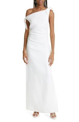 SIR Bettina One-Shoulder Linen Dress in Ivory