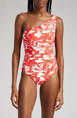 SIR Renata Ruched One-Shoulder Floral One-Piece Swimsuit in Mariposa Lily