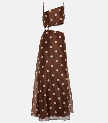 SIR Vivi polka-dot cotton and silk maxi dress