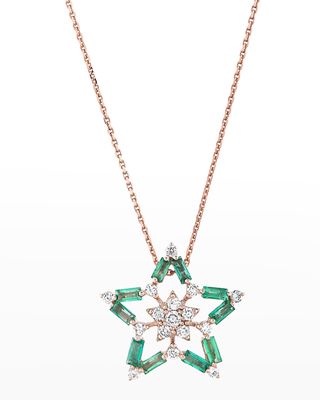 Sirius Diamond and Emerald Pendant Necklace