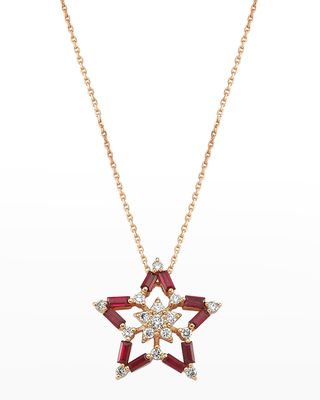 Sirius Diamond and Ruby Pendant Necklace