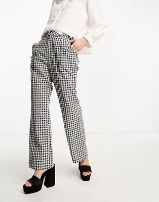 Sister Jane bow detail flared pants in black gingham - part of a set