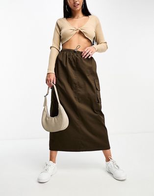 Sixth June cargo maxi skirt in brown-Red