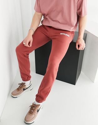 Sixth June jersey joggers in burgundy - part of a set-Red