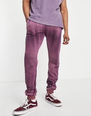 Sixth June jersey sweatpants in purple tie dye with tonal logo print - part of a set