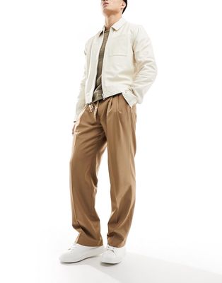 Sixth June oversized belted suit pants in brown