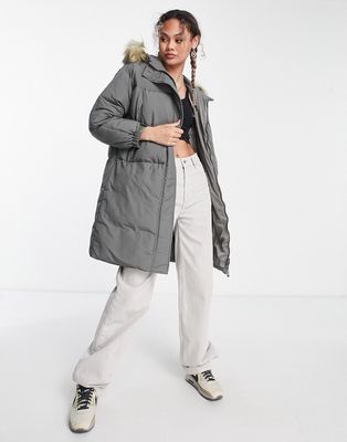 Sixth June oversized hooded puffer parka coat in gray-Green