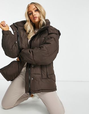 Sixth June oversized puffer jacket-Brown