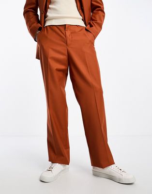 Sixth June oversized suit pants in burnt orange