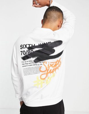 Sixth June oversized sweat in white with graffiti back print
