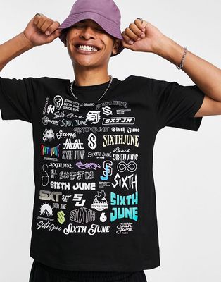 Sixth June oversized T-shirt in black with graffiti front print