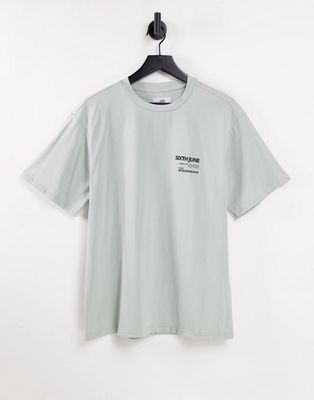 Sixth June oversized t-shirt in dusty green with logo print - part of a set