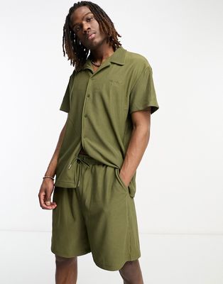Sixth June plisse shirt in olive-Green