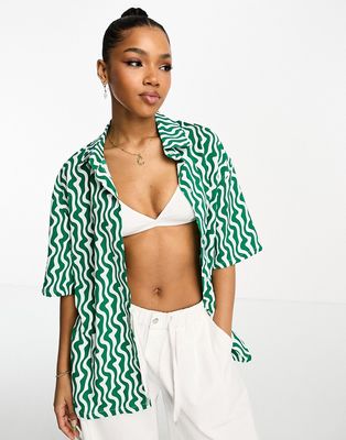 Sixth June printed shirt with open detail back in green - part of a set
