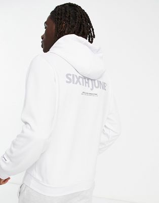 Sixth June reflective hoodie in off-white