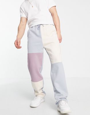 Sixth June straight leg sweatpants in pastel color blocking - part of a set-Multi