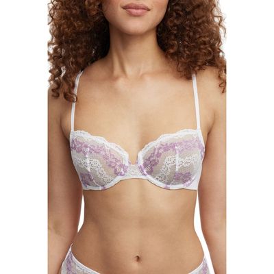 Skarlett Blue Impress Underwire Balconette Bra in White/Plum 