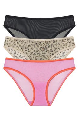 Skarlett Blue Spellbound Assorted 3-Pack Mesh Bikinis in Black/Leo/Pink