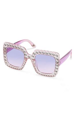 SKECHERS 45mm Gradient Crystal Embellished Square Sunglasses in Shiny Pink /Gradient Blue