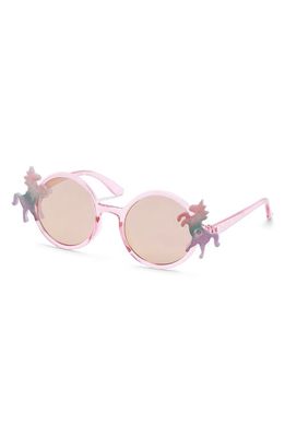 SKECHERS 46mm Unicorn Round Sunglasses in Pink /Other /Bordeaux Mirror