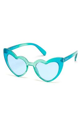 SKECHERS 48mm Heart Sunglasses in Shiny Turquoise /Blue