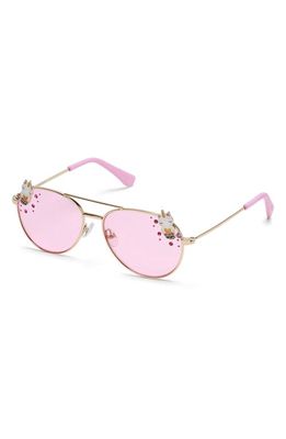 SKECHERS 50mm Unicorn Embellished Round Sunglasses in Gold /Bordeaux