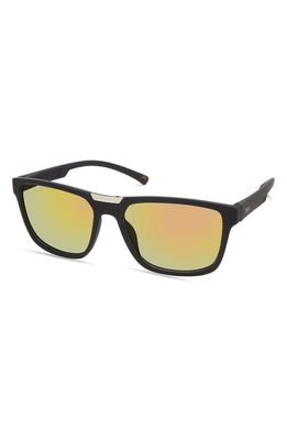 SKECHERS 51mm Square Sunglasses in Matte Black /Bordeaux Mirror