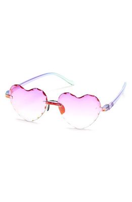 SKECHERS 53mm Rimless Heart Sunglasses in Violet/Other /Blue Mirror