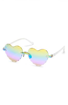 SKECHERS 53mm Rimless Heart Sunglasses in White /Bordeaux Mirror
