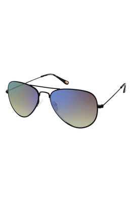 SKECHERS 57mm Pilot Sunglasses in Shiny Black /Smoke Mirror
