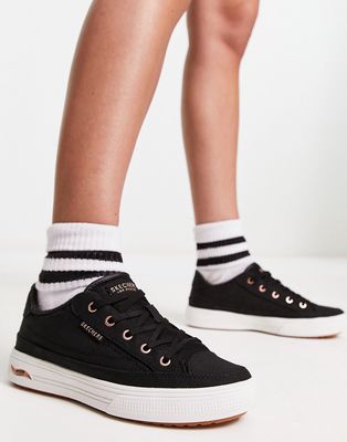 Skechers Arcade canvas lace up sneakers in black and white