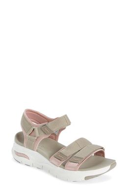 SKECHERS Arch Fit Fresh Bloom Sport Sandal in Taupe/Pink