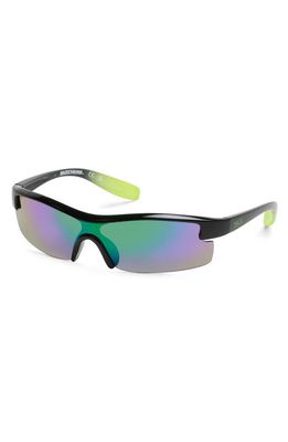 SKECHERS Gradient Mirrored Shield Sunglasses in Shiny Black/Gradient Mirror