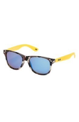 SKECHERS Kids' 47mm Square Sunglasses in Matte Dark Brown /Blue Mirror