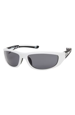 SKECHERS Kids' 61mm Wraparound Sunglasses in White /Smoke