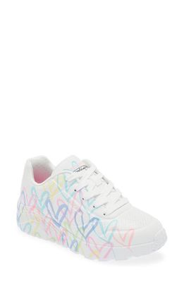 SKECHERS Kids' Uno Lite Sneaker in White/Pink