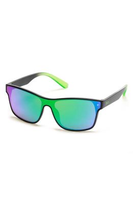 SKECHERS Mirrored Shield Sunglasses in Matte Black /Green Mirror