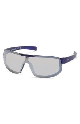 SKECHERS Mirrored Shield Sunglasses in Matte Blue /Smoke Mirror